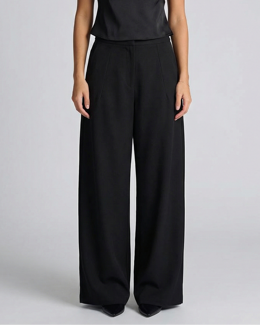 Alma | Wide Leg Tailored Trousers Black High Waisted