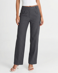 Lily | High-Waist Pressed Crease Tailored Straight-Leg Trousers in Grey