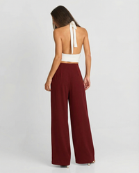 Sage | Wide Leg Trousers Burgundy Tailored