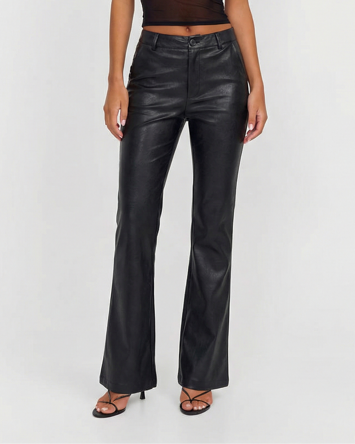 Rowan | High-Waist Slip Pocket Faux Leather Wide-Leg Trousers