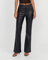 Rowan | High-Waist Slip Pocket Faux Leather Wide-Leg Trousers