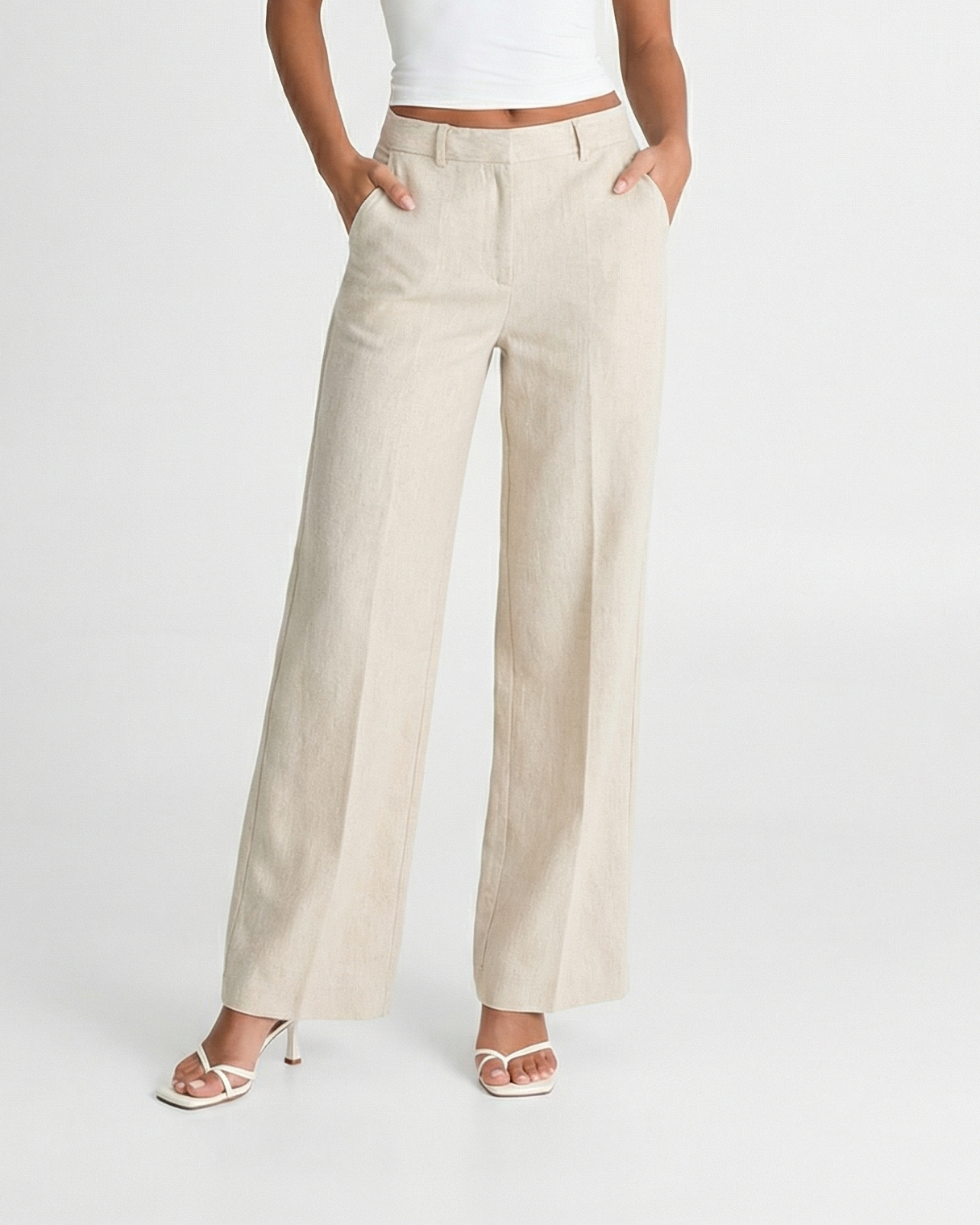 Orin | Linen Trousers Cream Wide Leg Tailored