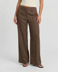 Victoria | High-Waist Front Seam Tailored Wide-Leg Trousers in Brown and Beige