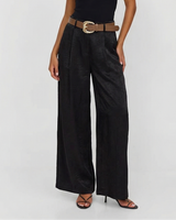 Aimee | High-Waist Front-Pleat Flowing Wide-Leg Satin Trousers