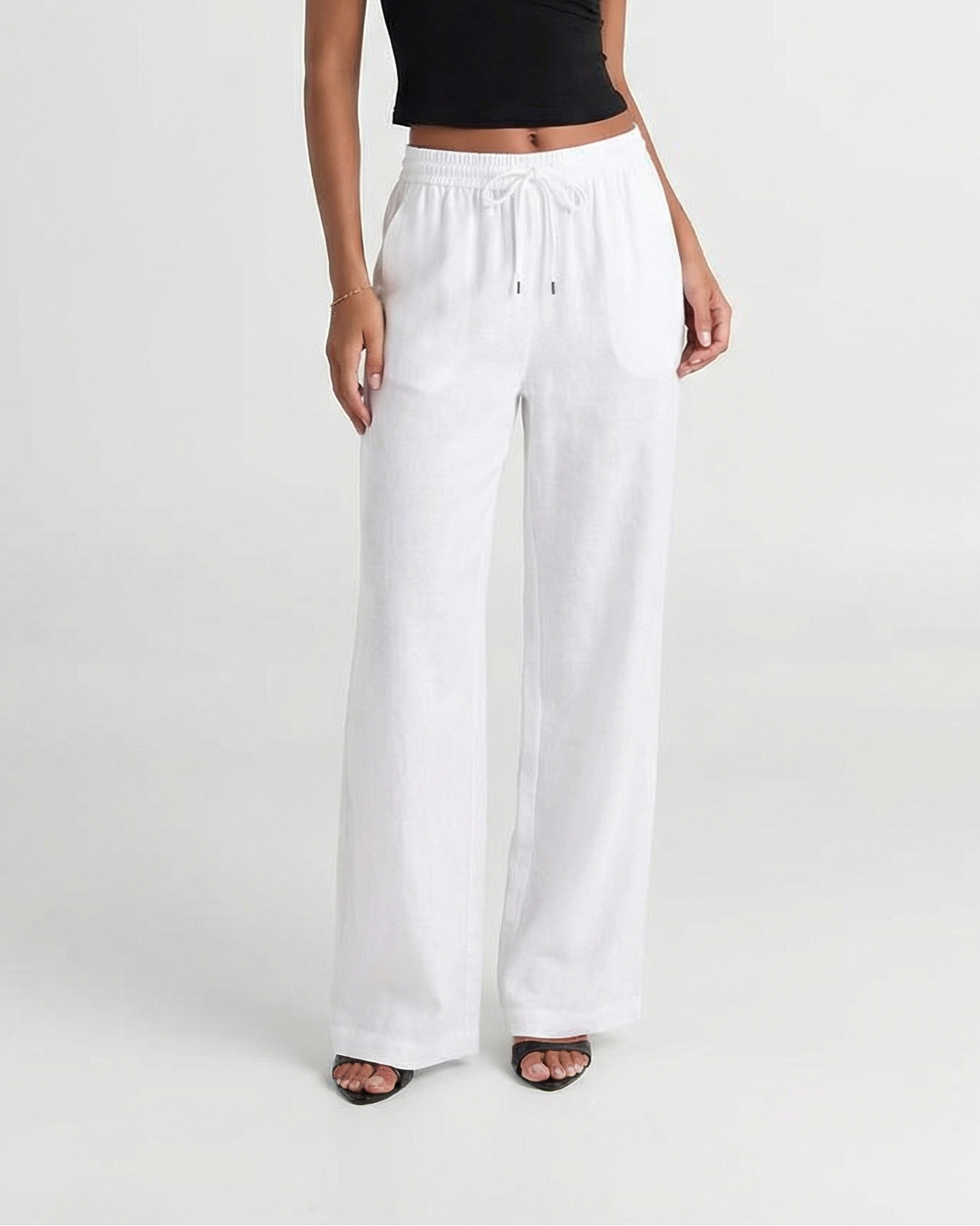 Millie | Drawstring Wide-Leg Linen Trousers with Slip Pockets