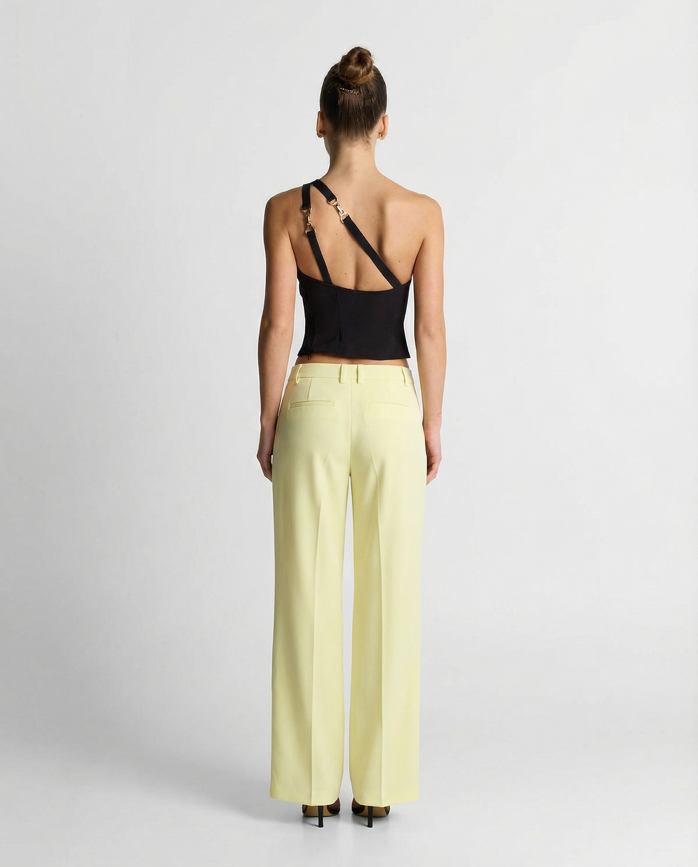 Paloma | Elegant Wide Leg Trousers Cream Yellow Tailored