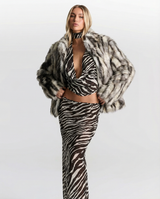 Cara | Zebra Print Cowl Neck Chiffon Crop Top