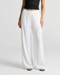 Emmeline | Elasticated Waist Flowing Wide-Leg Modal Trousers in White