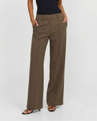 Tessa | High-Waist Centre Seam Wide-Leg Tailored Trousers in Brown