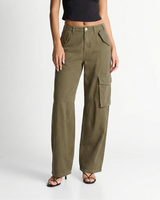 Amelia | High-Waist Utility Cargo Wide-Leg Trousers with Flap Pockets