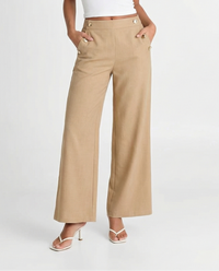 Xanthe | High-Waist Gold Button Wide-Leg Tailored Trousers