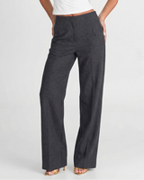 Verity | High-Waist Vertical Seam Wide-Leg Jersey Trousers in Charcoal
