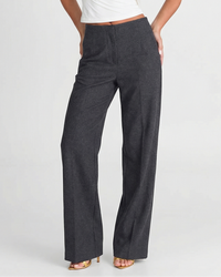 Verity | High-Waist Vertical Seam Wide-Leg Jersey Trousers in Charcoal