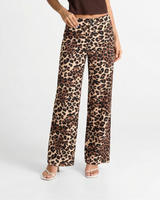 Vera | Leopard Print Wide Leg Trousers Cream Black