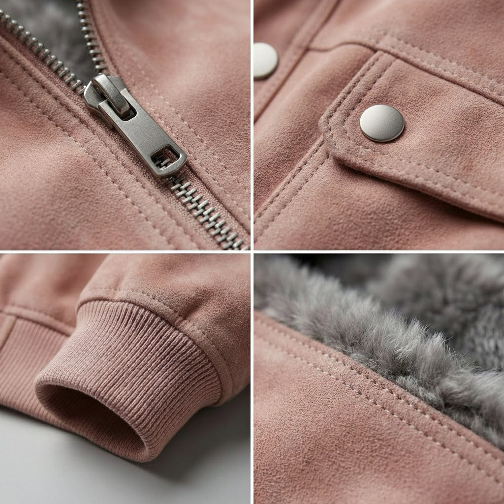 Clovis lambskin leather jacket hardware detail
