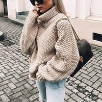 Agnesa chunky knit turtleneck jumper in Khaki