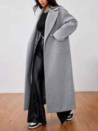 Morwenna | Women's Oversized Long Coat Grey Double-Breasted