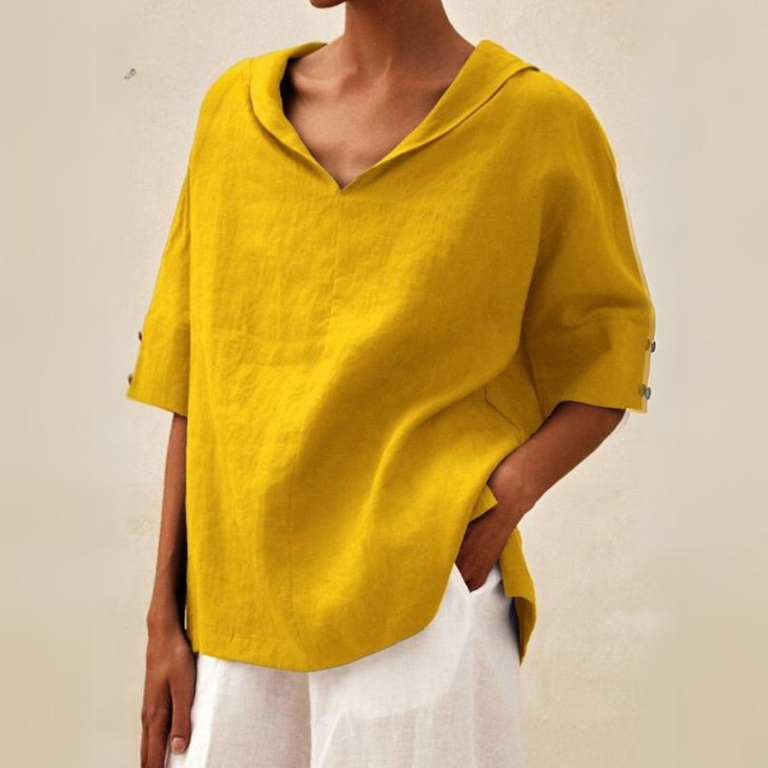 Etta linen blouse in Yellow