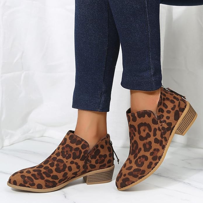 Delfina pointed toe ankle boots in Leopard