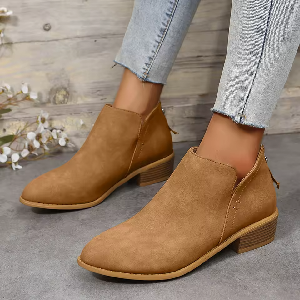 Delfina pointed toe ankle boots in Brown