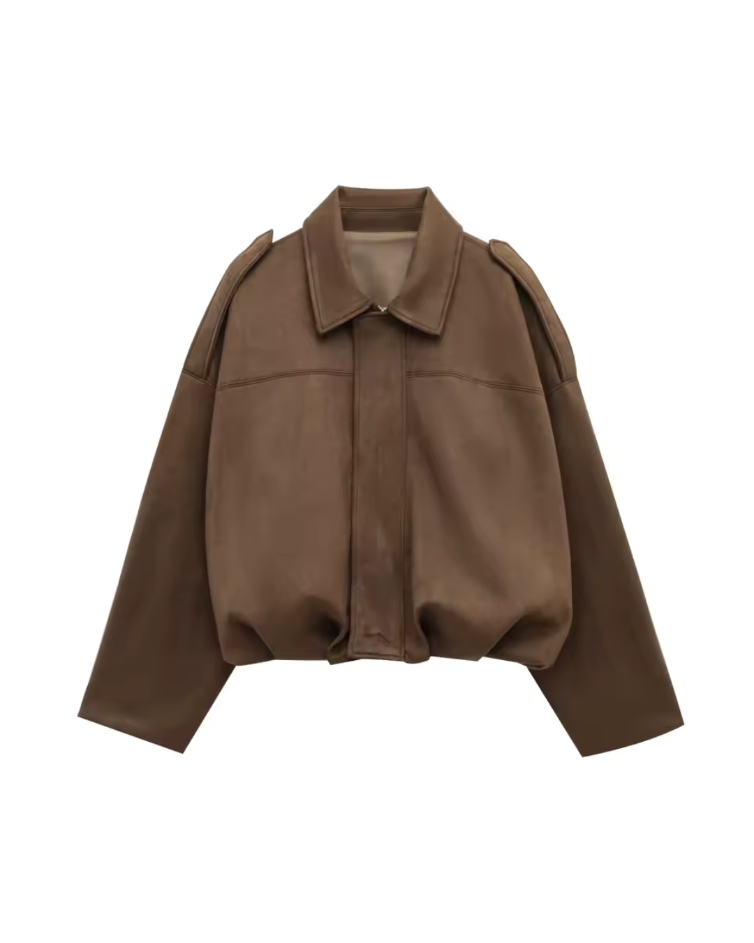 Adriana cropped oversized jacket in Brown