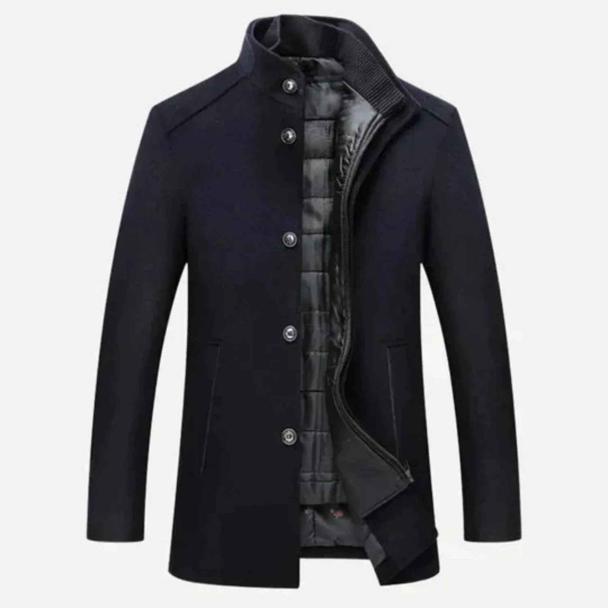 Thaddeus | Men's Mid-Length Stand Collar Overcoat Quilted Lining