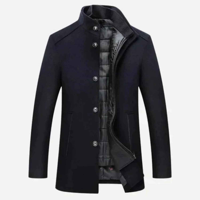 Thaddeus | Men's Mid-Length Stand Collar Overcoat Quilted Lining