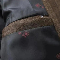 Thaddeus mid-length stand collar overcoat detail view 10