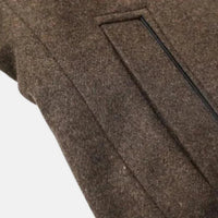 Thaddeus mid-length stand collar overcoat detail view 8