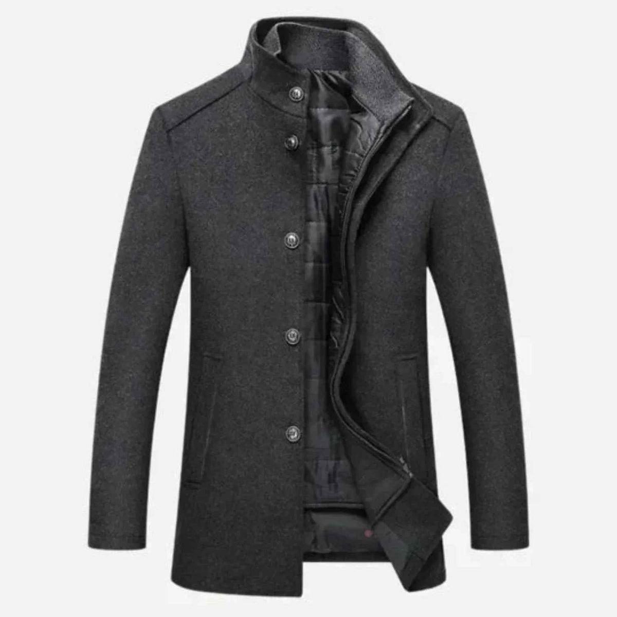 Thaddeus | Men's Mid-Length Stand Collar Overcoat Quilted Lining