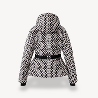 Malvina hooded belted puffer jacket detail view two