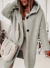 Endellion hooded oversized cardigan in Apricot Grey