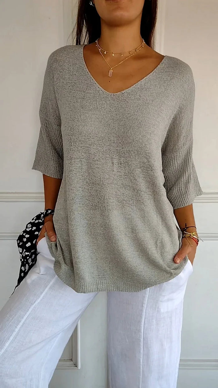 Greta V-neck jumper in Grey