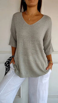 Greta V-neck jumper in Grey