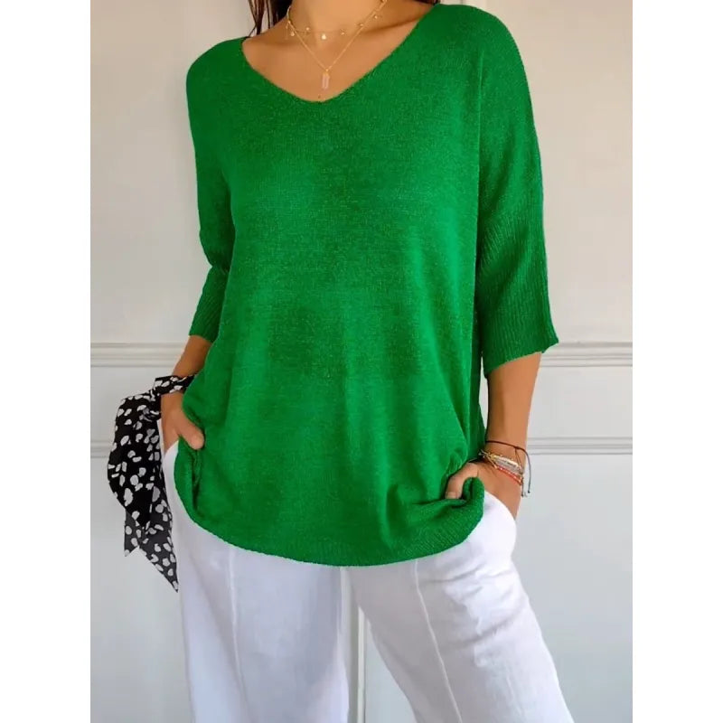 Greta V-neck jumper in Green