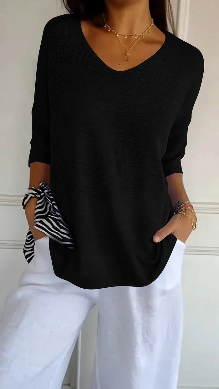 Greta V-neck jumper in Black