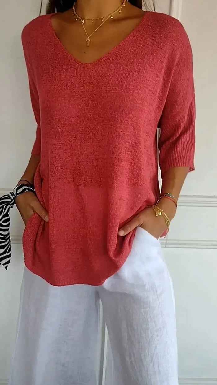 Greta | Women's V-Neck Relaxed Fit Jumper Lightweight Knit