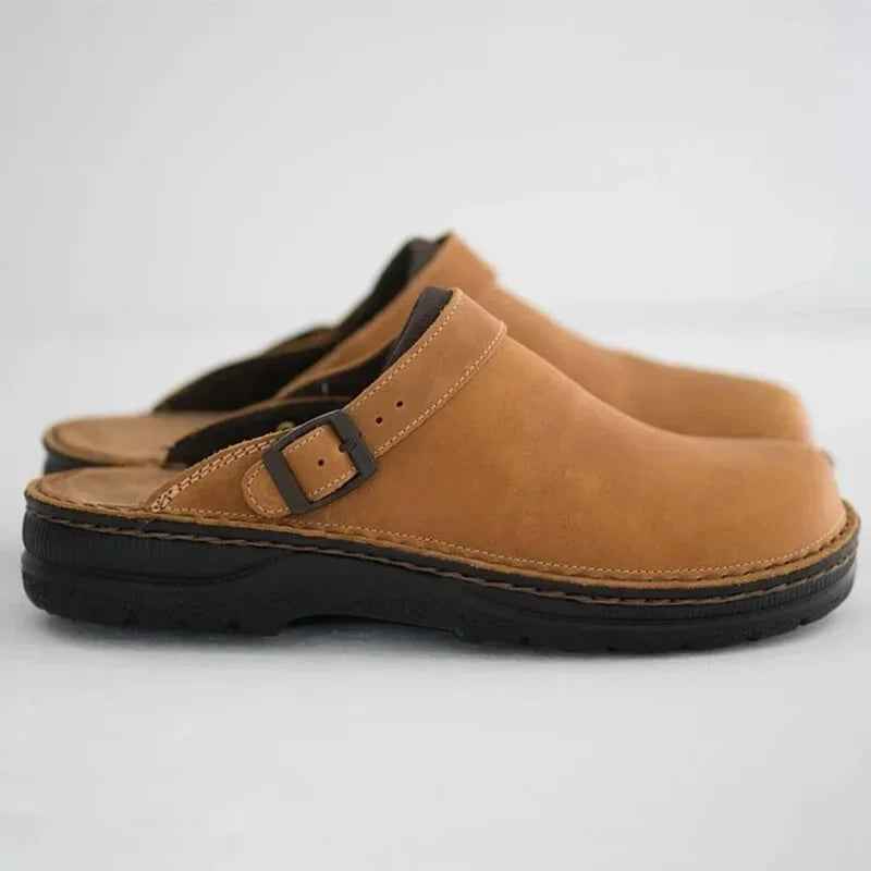 Voss | Men's Leather Clogs Buckle Slip On