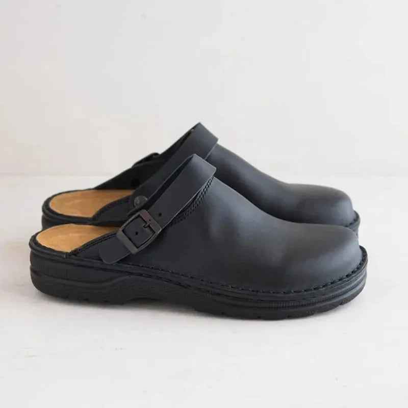 Voss | Men's Leather Clogs Buckle Slip On