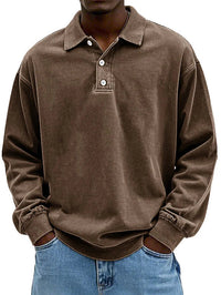 Horatio long sleeve button-down polo shirt in Brown