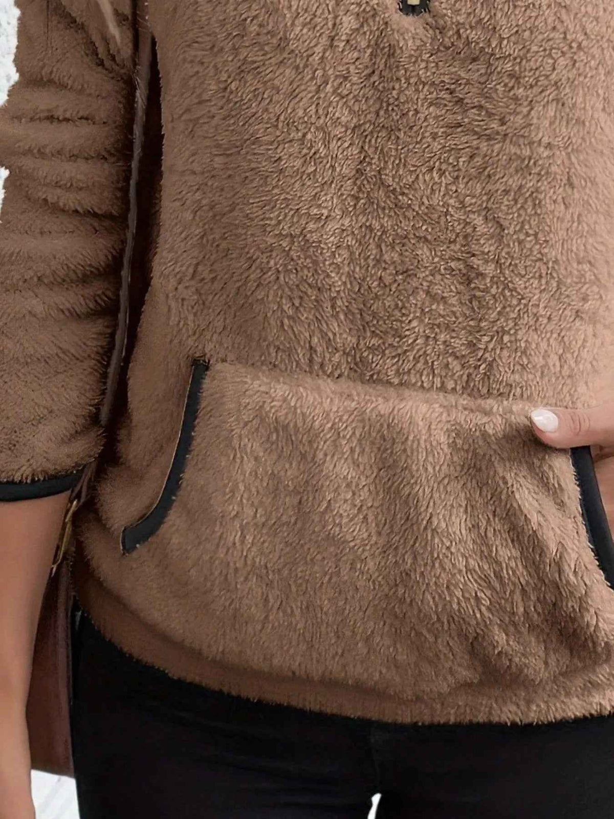 Ingrid | Women's Half-Zip Fuzzy Jumper with Kangaroo Pocket