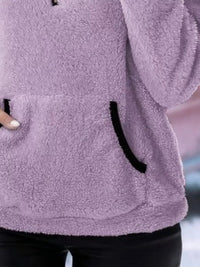 Ingrid women's half-zip fuzzy jumper in Purple detail