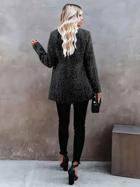 Idalia | Women's Collarless Long Coat in Light Grey and Dark Grey