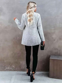 Idalia | Women's Collarless Long Coat in Light Grey and Dark Grey