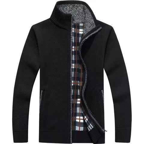 Ludlow | Men's Full Zip Jacket Ribbed Knit Stand Collar