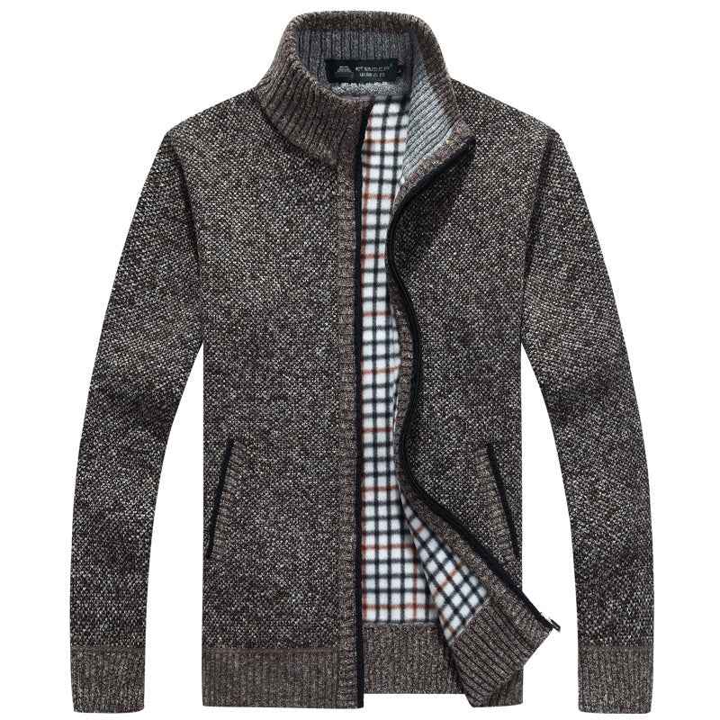 Ludlow | Men's Full Zip Jacket Ribbed Knit Stand Collar