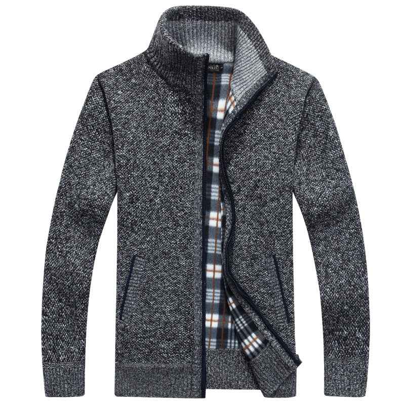 Ludlow | Men's Full Zip Jacket Ribbed Knit Stand Collar