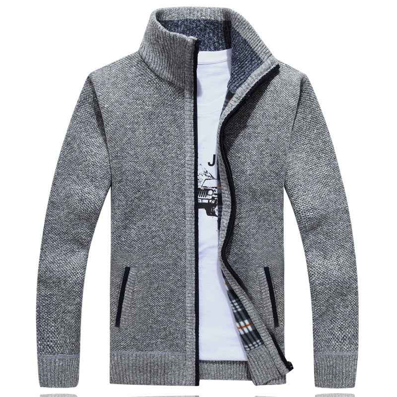 Ludlow | Men's Full Zip Jacket Ribbed Knit Stand Collar