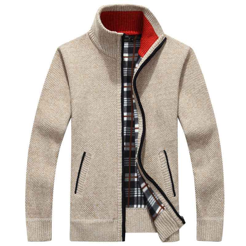 Ludlow | Men's Full Zip Jacket Ribbed Knit Stand Collar