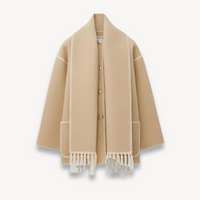 Ermine cape front short jacket in Beige